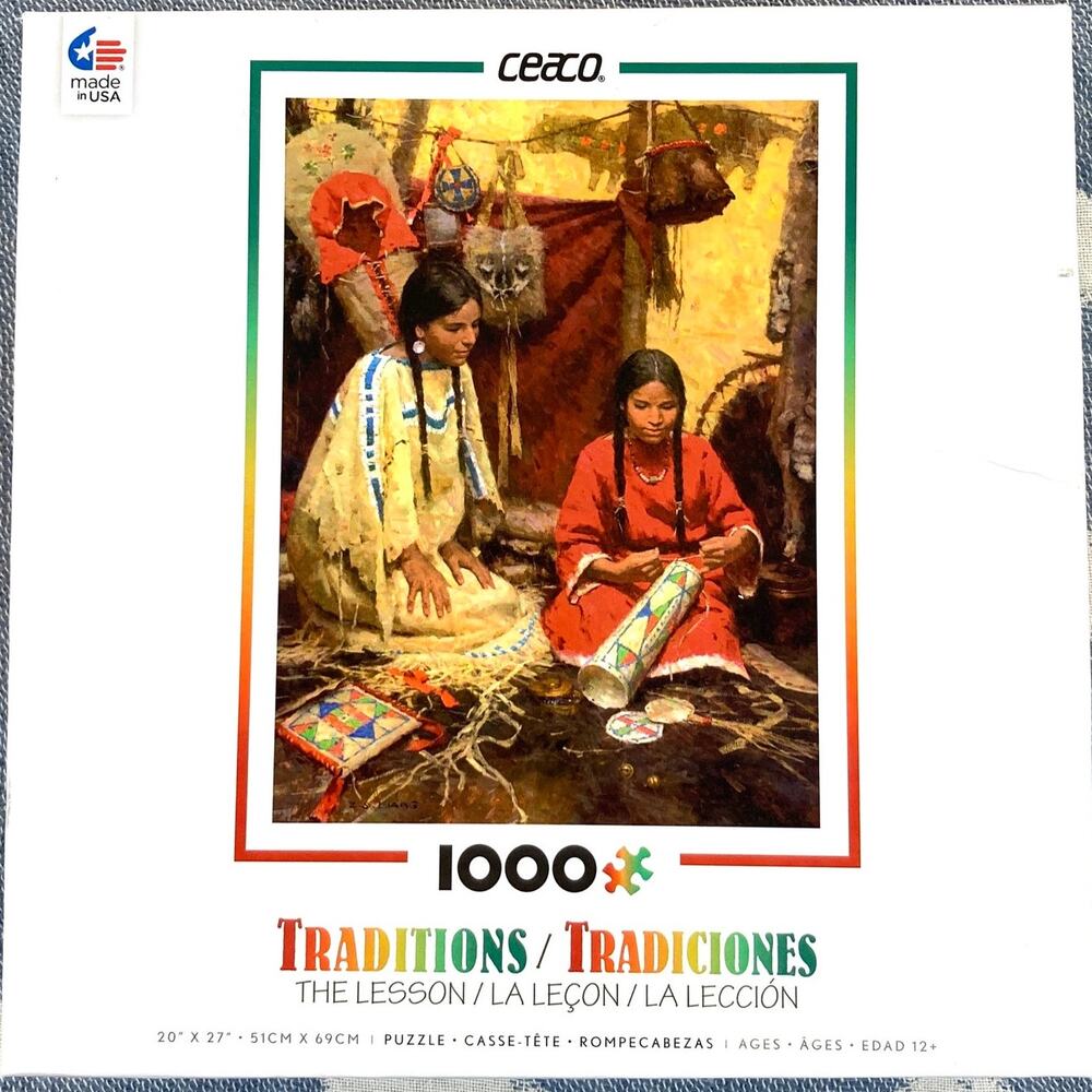 Ceaco Puzzle 1000 Pcs Native American The Lesson New in Box